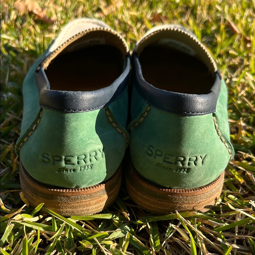 Sperry Penny loafers green white and navy size 9 1/2 - Picture 5 of 7